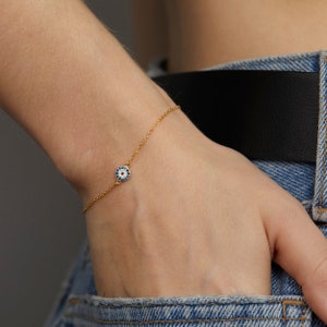 Evil Eye Bracelet  | Adjustable Dainty Protection Jewelry | Handmade Hypoallergenic | Evil Eye Charm