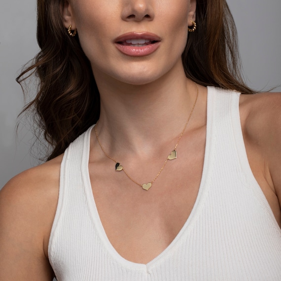 Collana Girocollo Con Cuore In Argento Sterling: Delicata Collana Clavicola Con Ciondolo A Cuore (Oro E Argento) - 3