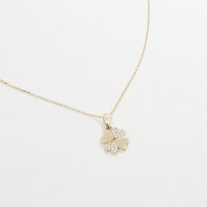 Four Leaf Clover Necklace, Gold Heart Leaf Necklace, Silver Clover Pendant, Minimalist, Handmade Jewelry, Necklaces for women, Gift For Her