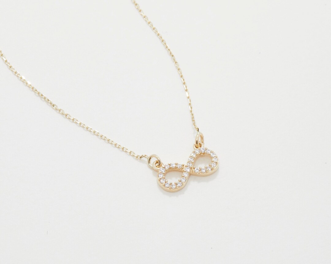 Infinity Necklace 14K Solid Gold Infinity Pendant Necklace Etsy