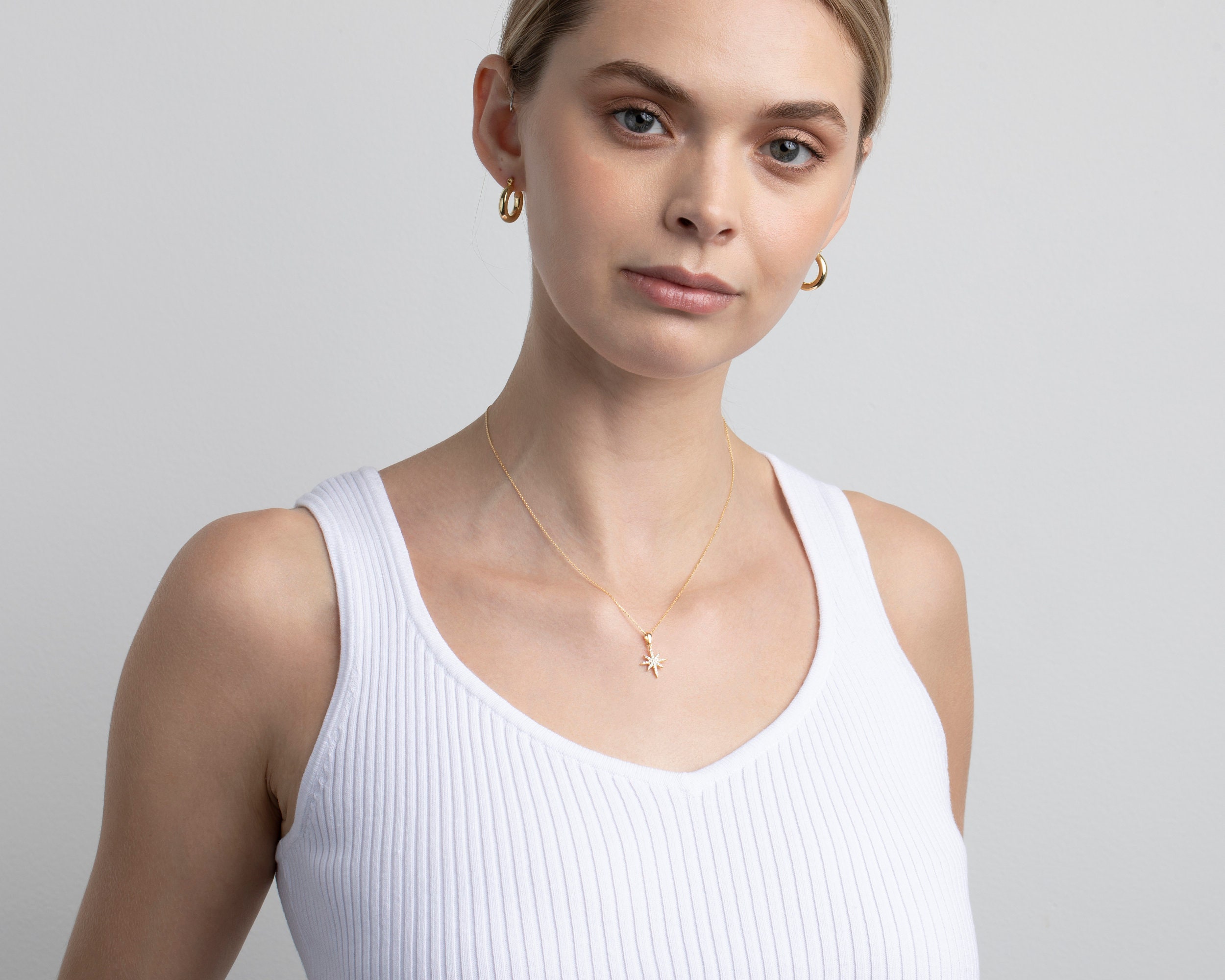 Pole Star Necklace 14K Gold North Star Necklace Dainty Etsy