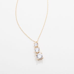 Dainty CZ Diamond Drop Necklace 14K Gold Plated Sterling Silver Minimalist Pendant Layering Necklace Elegant Gift for Her Trendy Jewelry image 9