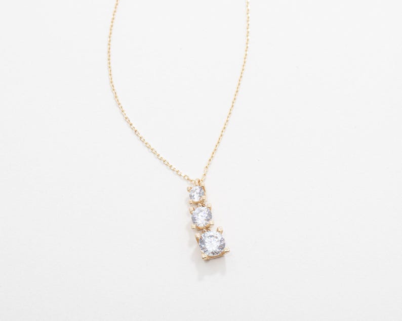 Dainty CZ Diamond Drop Necklace 14K Gold Plated Sterling Silver Minimalist Pendant Layering Necklace Elegant Gift for Her Trendy Jewelry image 9