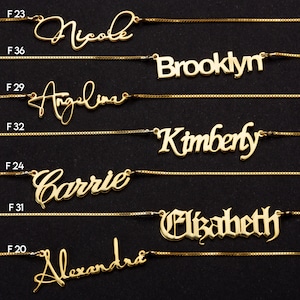 Colar de ouro 14k com nome, colar com nome, joias artesanais minimalistas, colar personalizado - joias com nome - colares para mulheres