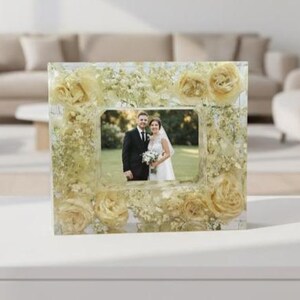 Resin Flower Preservation 5x7 Photo Frame Wedding Bouquet Preservation Picture Frame with Acrylic Photo Cover Anniversary Dried Flower Gift image 4