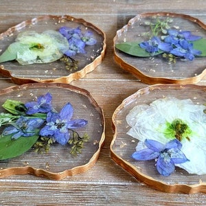 Bouquet Preservation Geode Coasters, Pressed Flower Coaster, Wavy Edge Coaster, Wedding Gift, Bridal Gift