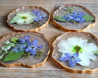 Bouquet Preservation Geode Coasters | Resin Preserved Flower Coaster | Pressed Flower Coasters | Wedding Flower Gift