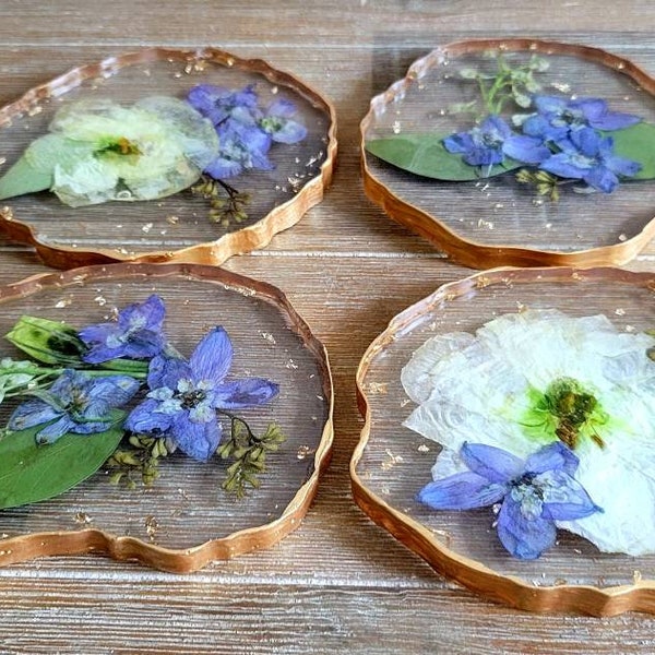 Bouquet Preservation Geode Coasters | Resin Preserved Flower Coaster | Pressed Flower Coasters | Wedding Flower Gift