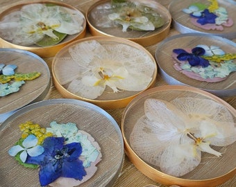 CUSTOM Round Coasters, Resin Preserved Flower Coaster, Bouquet Preservation, Drink Coaster