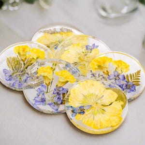 Floral Resin Coaster Preserved Flower Coaster Bouquet Preservation Coaster Resin Flower Coasters Pressed Flower Preservation Wedding Gift
