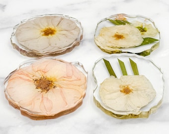 Resin Flower Preservation Epoxy Wedding Flower Coaster Pressed Flower Gift for Bride with Preserved Bouquet Dried Flower Art New Home Decor