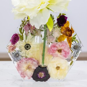 Preserved Flower Hexagon Bud Vase