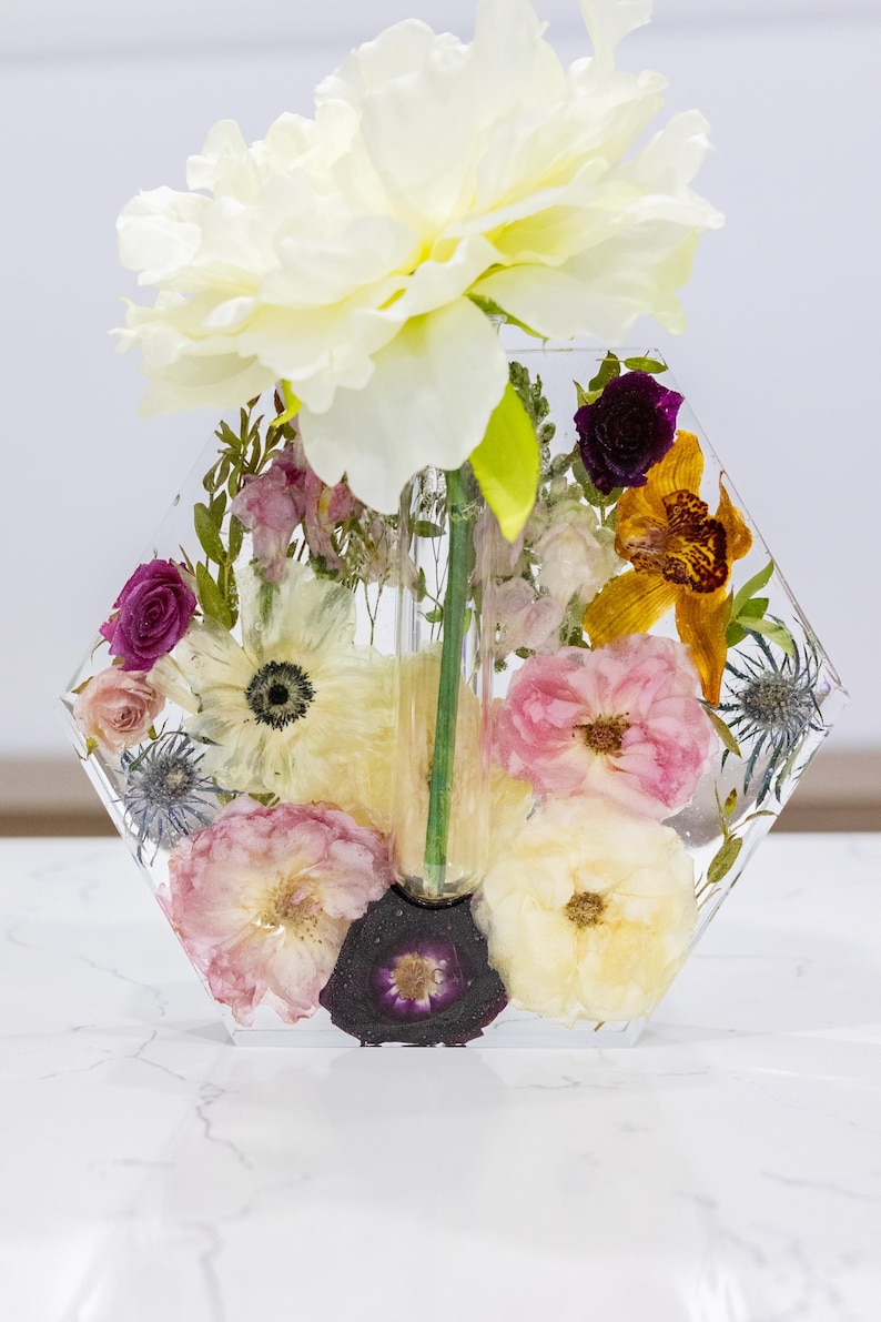 Preserved Flower Hexagon Bud Vase
