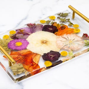 Wedding Flower Preservation Resin Flower Tray and Coasters Bridal Bouquet Preservation Serving Set Preserved Flower Resin Tray with Coasters