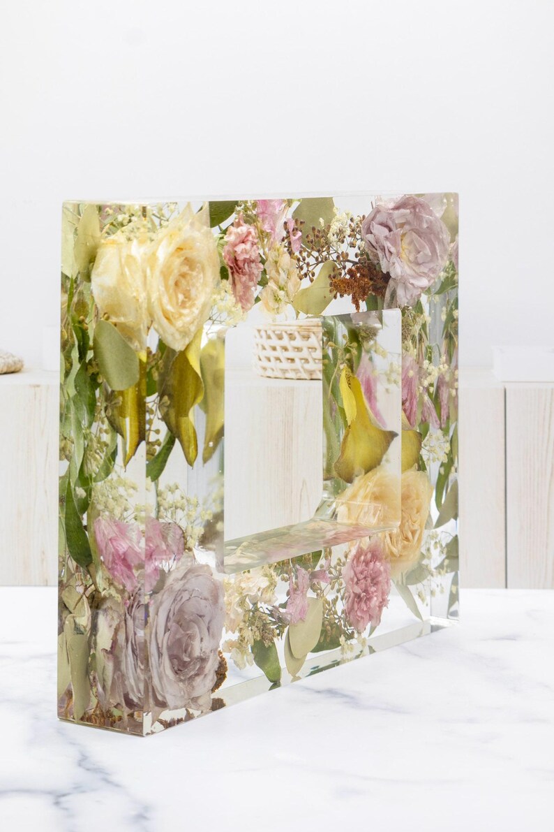 Resin Flower Preservation 5x7 Photo Frame Wedding Bouquet Preservation Picture Frame with Acrylic Photo Cover Anniversary Dried Flower Gift image 16