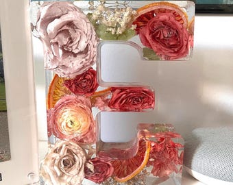 Wedding Flower Preservation Alphabet Letter Bouquet Preservation Resin Preserve Flowers Bridal Bouquet Preserved Flower Floral Resin Letter