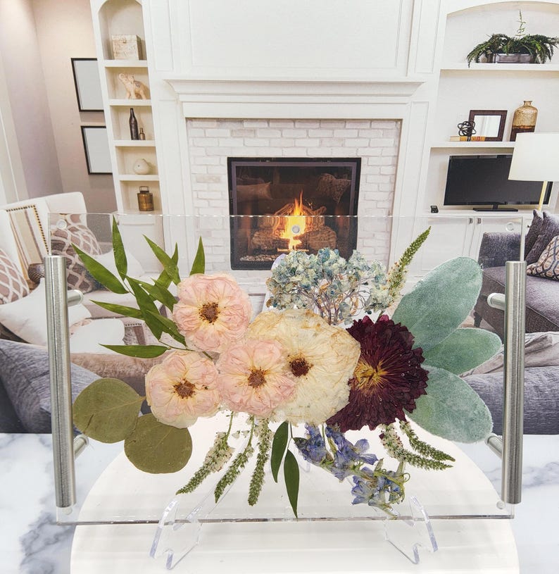 Wedding Flower Preservation Resin Flower Tray Bridal Bouquet Preservation Floral Serving Tray Preserved Flowers Keepsake Gift for Wedding