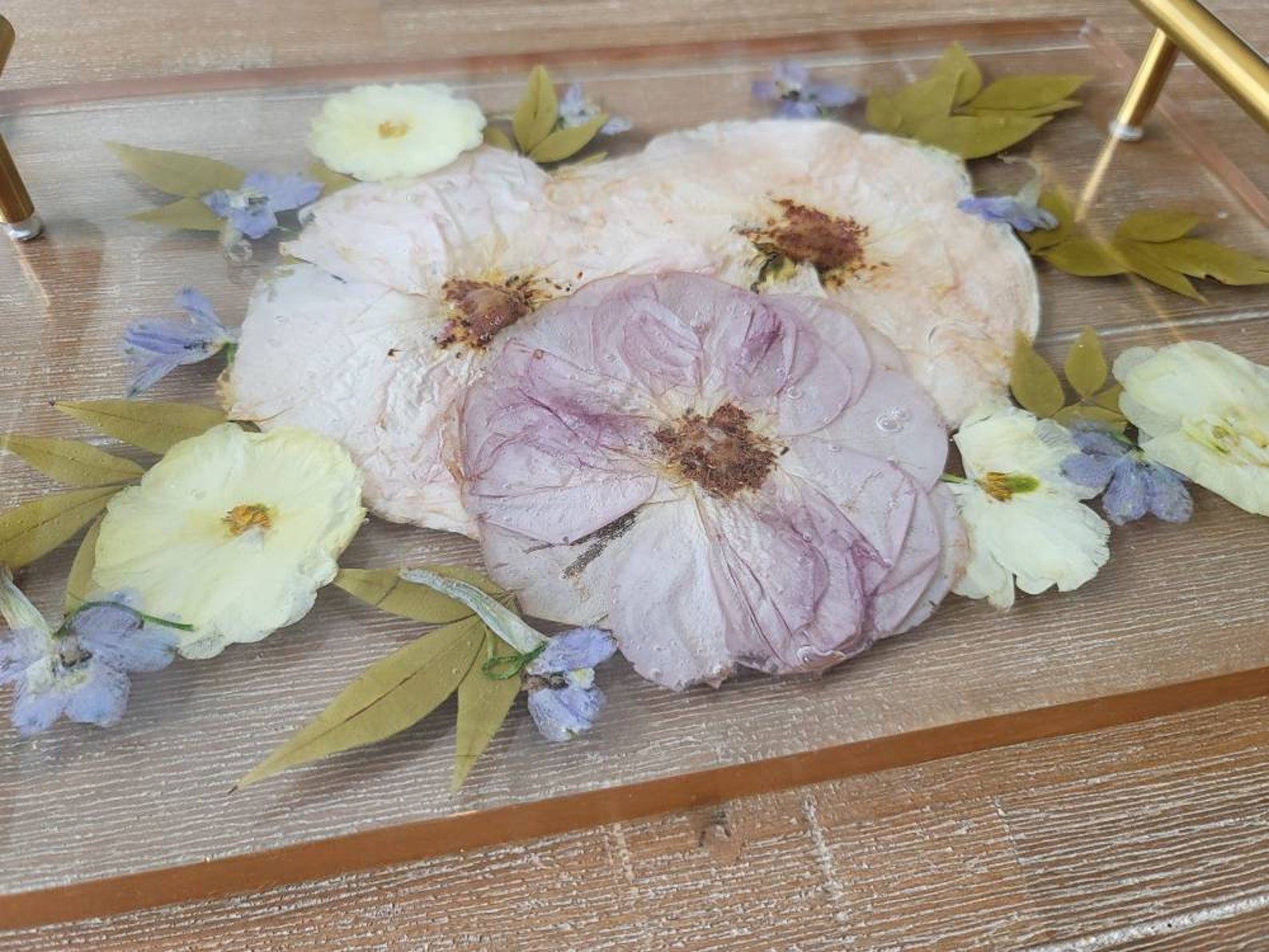 CUSTOM Modern Rectangle Serving Tray Resin Preserved Flower Etsy