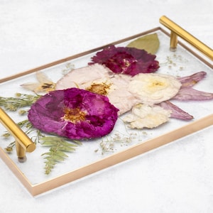 Wedding Flower Preservation Resin Flower Tray and Coasters Bridal Bouquet Preservation Serving Set Preserved Flower Wedding Gift for Couple bild 5