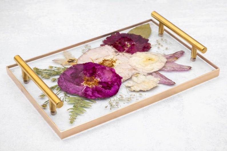 Wedding Flower Preservation Resin Flower Tray and Coasters Bridal Bouquet Preservation Serving Set Preserved Flower Wedding Gift for Couple bild 5