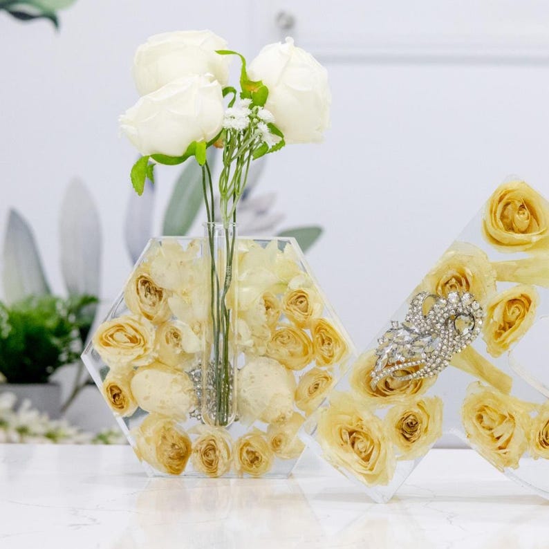 Epoxy Resin Flower Vase Wedding Bouquet Preservation Gift for Bride Preserved Flower Clear Test Tube Vase Dried Flower Keepsake Home Decor Bild 4