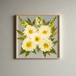 Pressed Flower Frame Square Wedding Bouquet Preservation Floating Frame with Acrylic Preserved Dried Flower Wall Art Tile Bridal Shower Gift