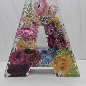Large Alphabet Letter Preserved Bouquet Block, 9" Dried Flower Letter Block, Bridal Bouquet Preservation, Wedding Gift