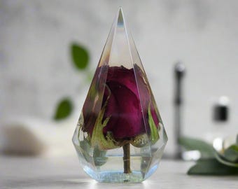 Wedding Flower Ring Holder with Preserved Flower Bouquet Preservation Ring Stand Keepsake Resin Ring Tray Flower Preserve Bouquet Preserving