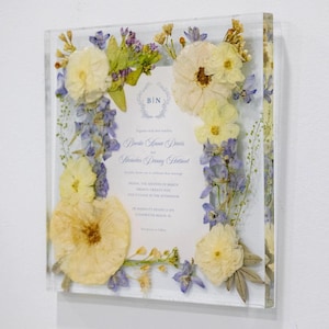 Pressed Flower Frame Square Wedding Bouquet Preservation Floating Frame Pressed Flower Preservation Wall Art Floating Flower Resin Wall Art