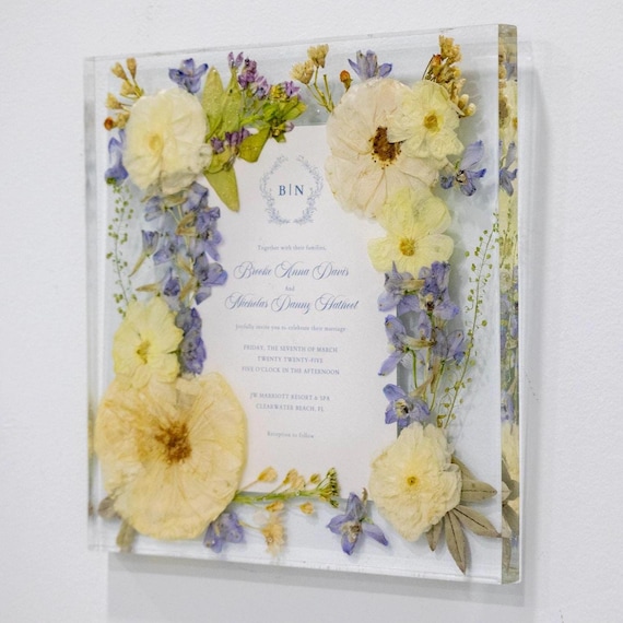Wedding Bouquet Preservation Pressed Flower Art Wedding Flower Preservation Frame Resin Preserved Flower Wall Art Floating Frame Real Flower