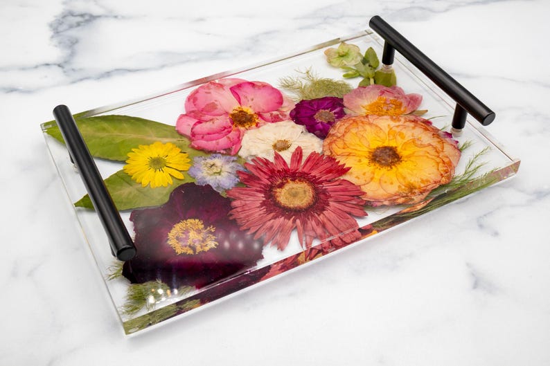 Wedding Flower Preservation Resin Flower Tray Bridal Bouquet Preservation Floral Serving Tray Preserved Flowers Keepsake Gift for Wedding