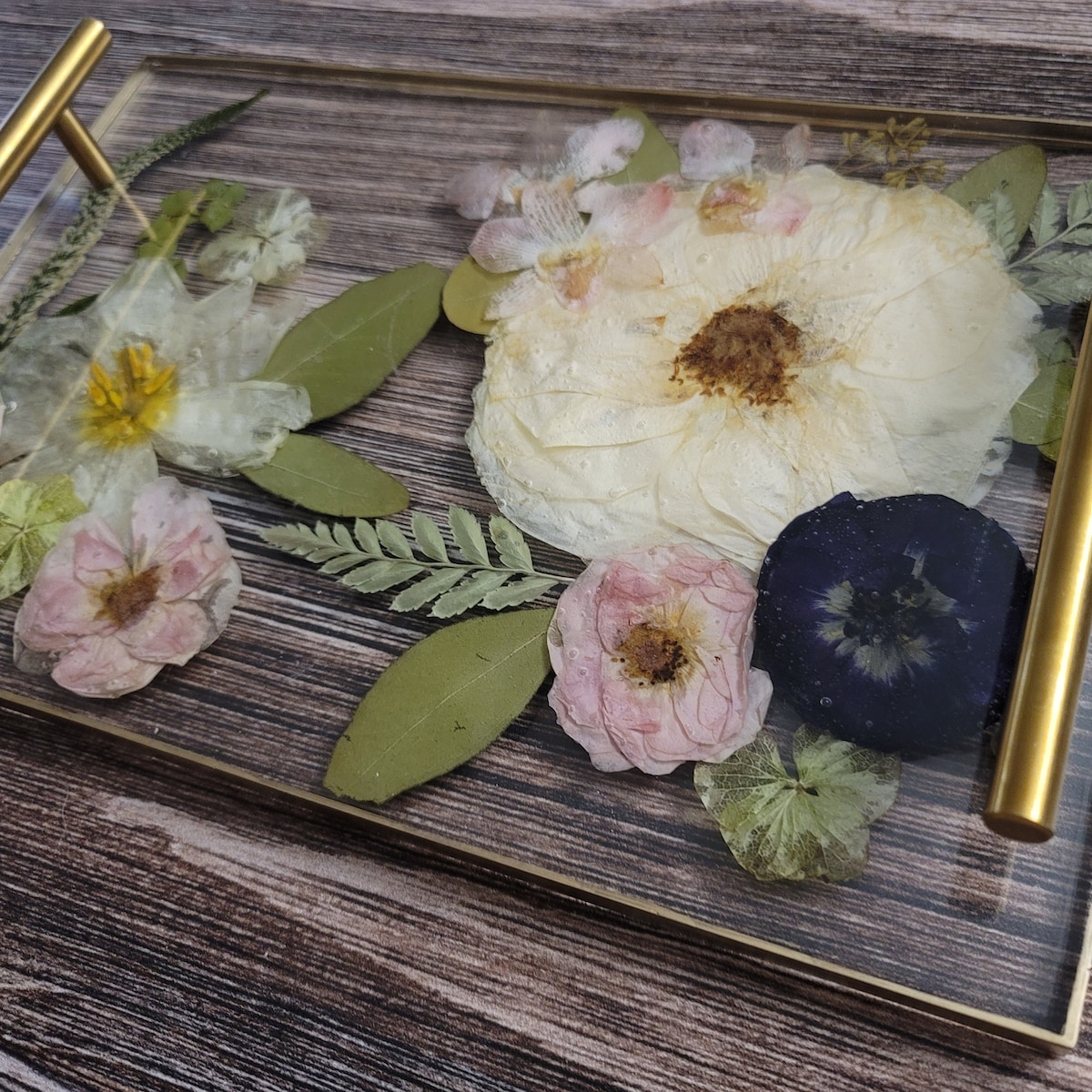RESIN Preserved Flowers RECTANGLE TRAY – Elegant Decorative Serving Tray for Coffee Table or Vanity - Etsy