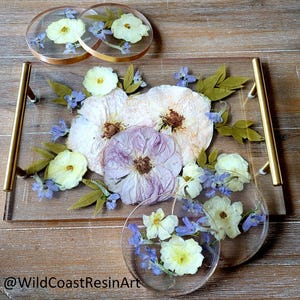 Wedding Flower Preservation Resin Flower Tray and Coasters Bridal Bouquet Preservation Serving Set Preserved Flower Wedding Gift for Couple bild 11