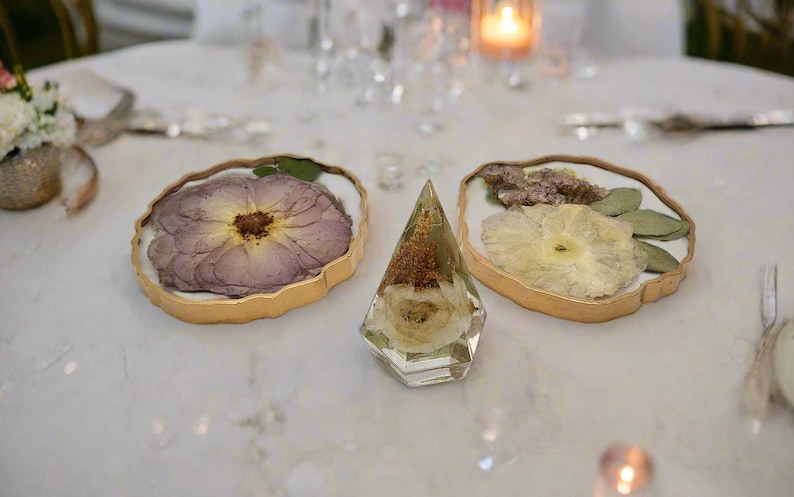 Wedding Bouquet Preservation Coaster Pressed Flower Coaster Geode Flower Preservation Resin Coaster Wedding Gift Floral Preservation Gift
