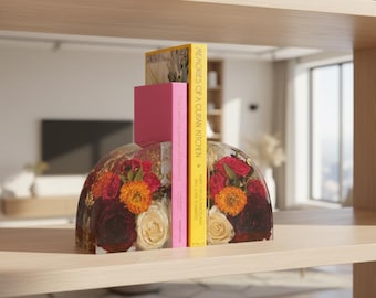 Resin Bookends Preserved Wedding Flower Bookends Dried Flower Book Ends Wedding Bouquet Preservation Arch Bookend Epoxy Preservation