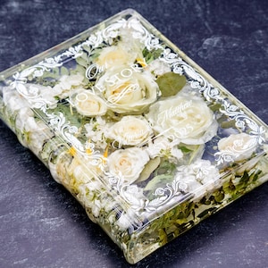 Wedding Bouquet Preservation Custom Flower Book Block Bouquet Preservation Keepsake Resin Floral Bookend Wedding Gift Resin Book Holder image 7