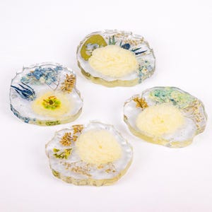 Blue and white wedding bouquet Geode Flower Preservation Resin Coaster