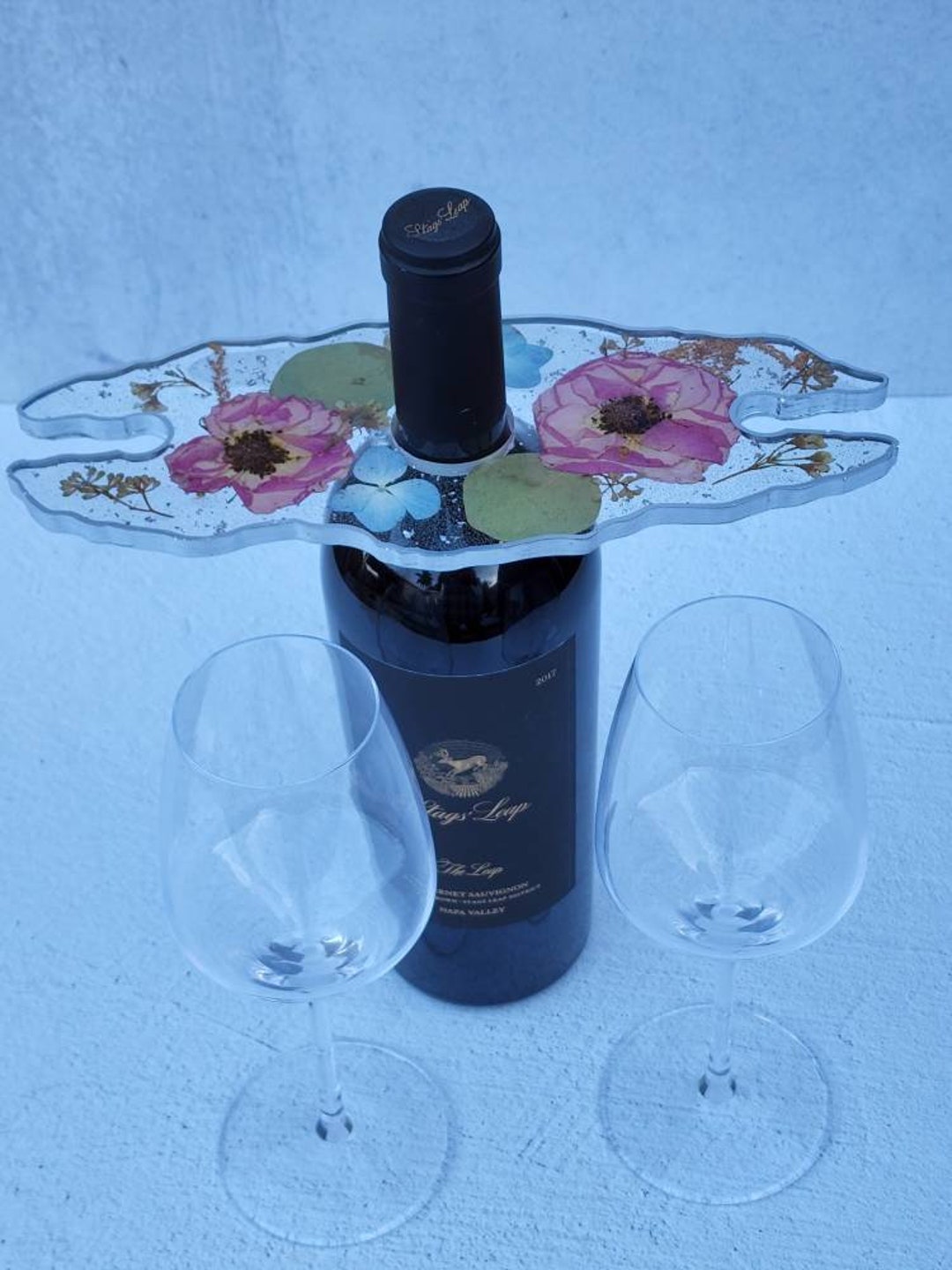 Two glass Wine Caddy Preserved Flower Wine Caddy Wine Bottle