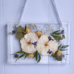 Pressed Flower Rectangle Wall Hanger, Bouquet Preservation, Frame, Wedding Flower Picture Frame