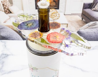 Preserved Flower Wine Glass Holder Winter Wedding Bouquet Preservation Resin Wine Caddy Pressed Flower Preservation Keepsake Bridal Memory