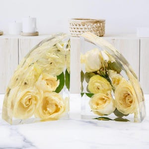 Flower Preservation Bookends Wedding Bouquet Preservation Bookends Wedding Flower Resin Preservation Book Ends Bridal Flower Resin Bookends