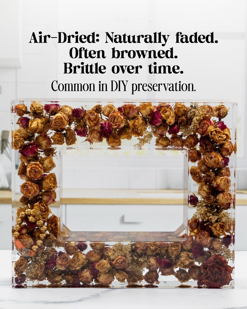 Air dried bouquet in resin photo frame