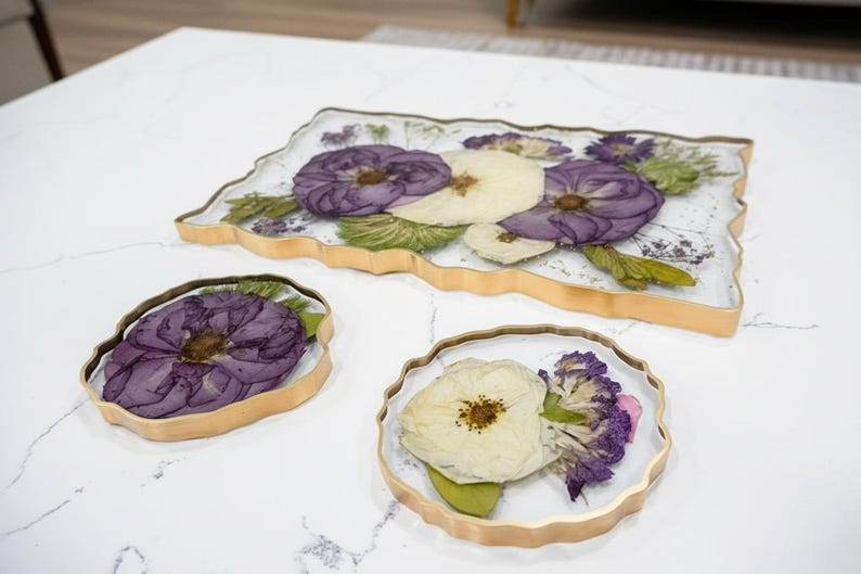 Resin Flower Preservation Epoxy Wedding Flower Coaster Pressed Flower Gift for Bride with Preserved Bouquet Dried Flower Art New Home Decor Bild 15