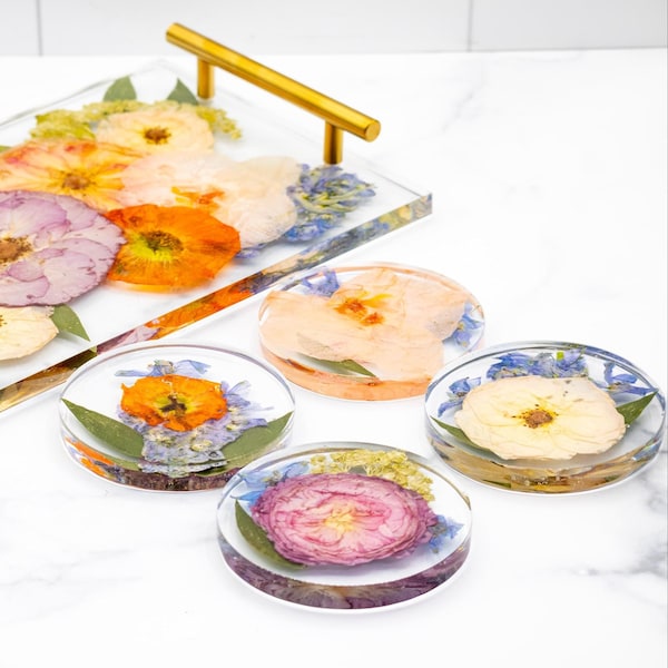 Wedding Flower Preservation Coaster Pressed Bouquet Keepsake Resin Coaster Marriage Memento Preserved Floral Send Off Gift for the Couple