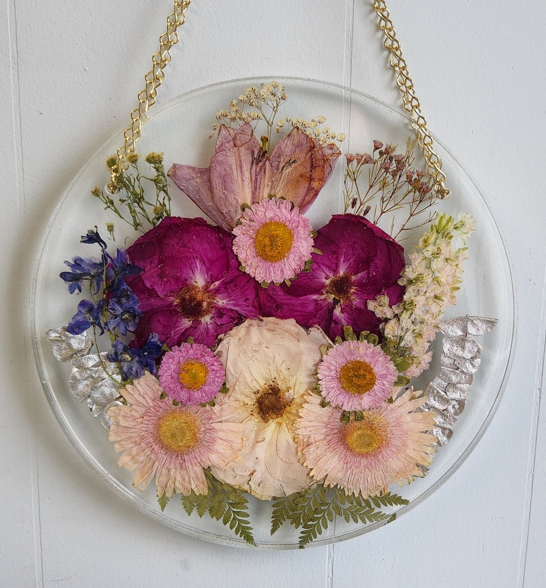 Pressed Flower Wall Hanger Bouquet Preservation Frame Etsy
