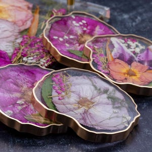 Coaster Pressed Flower Coaster Geode Flower Preservation