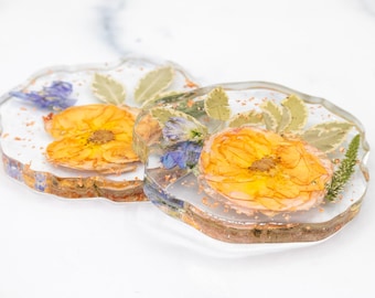 Resin Coaster Dried Flower Preservation Pressed Flower Coaster Geode Preserved Flower Wedding Bouquet Coaster Keepsake Flower Epoxy Coaster