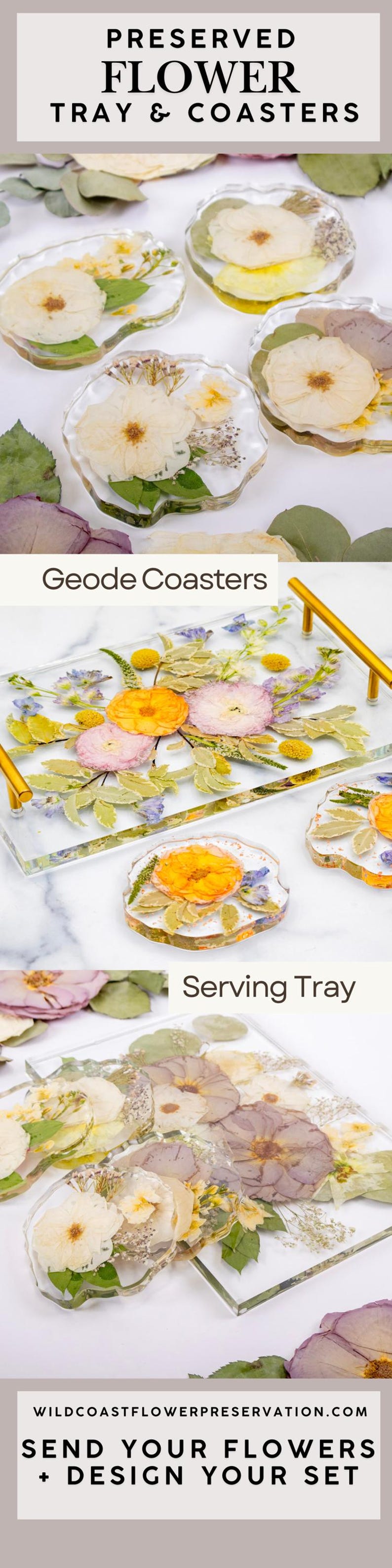 Resin Flower Preservation Epoxy Wedding Flower Coaster Pressed Flower Gift for Bride with Preserved Bouquet Dried Flower Art New Home Decor Bild 20