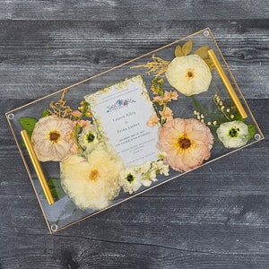 18 x 10 CUSTOM PRESERVED BOUQUET large tray, Bouquet preservation serving tray,