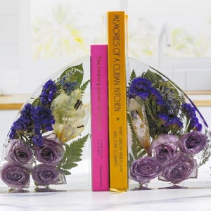 Flower Preservation Bookends Wedding Bouquet Preservation Bookends Wedding Flower Resin Preservation Book Ends Bridal Flower Resin Bookends